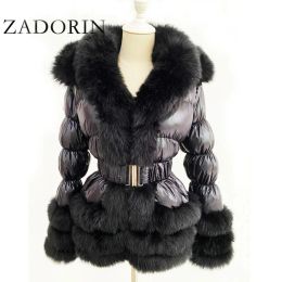 Coats ZADORIN 2023 Womens Winter Coat Warm White Duck Down Jacket Women Detachable Sleeve and Hood Faux Fur Coat Black Puffer Jacket