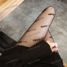 xinxinbuy 2024 Men designer Paris silk stockings Sexy Socks women Black white M-2XL