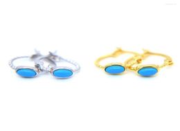 Stud Earrings Authentic 925 Sterling Silver Delicate Turquoises Stone Minimal Anti Allergy Clip On Studs Girs Gold Color3340117