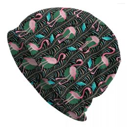 Berets Flamingo Birds Bonnet Hats Geometric Art Beanie Custom Skullies Beanies Spring Funny Unisex Hippie Thermal Elastic Caps