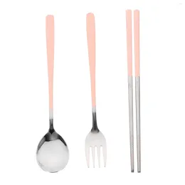 Dinnerware Sets Outdoor Cutlery Set Student Stainless Steel Spoons Chopsticks Forks Travel Utensils