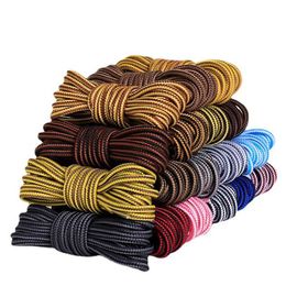 1 Pair 4mm Two-color Striped Round Color Polyester Shoelaces For Work Shoes Martin Boots Leather Boots Shoe Laces 70/90/120/150CM