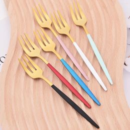 Dinnerware Sets 6pcs Black Gold Set Fruit Fork Cake Cutlery Stainless Steel Silverware Small Flatware Kitchen Tableware