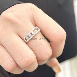 Band Rings Brand Designer Three Zircon Hollow Charm Wedding Ring for Women Jewellery Party Gift H24227