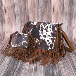 Evening Bags Whole Brown Cow Women's Vegan Leather Hobo Fringe Crossbody Tassel Purse Lady Vintage Small Handbag Cute For205B
