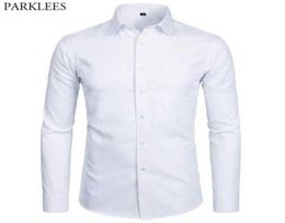 Men039s Top Quality Dress Shirts Fashion Slim Fit Long Sleeve Men Black White Formal Button Up Chemise Homme 2203211803656