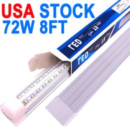 72W 8FT LED Shop Light, 7200lm 6500K Super Bright White, Linkable Ceiling Light Fixture, V Shape Integrated T8 LED Tube Light for Workbench Cabinets Barn crestech