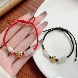 Link Bracelets Dragon Year Primordial Red Cord Bracelet Handmade Weaving For Women Couple Style Gift Longjiao Dumplings Pendant