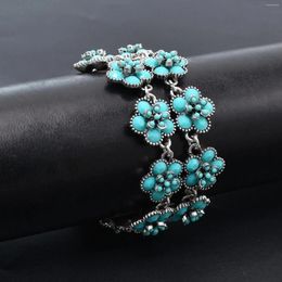 Charm Bracelets Exquisite Blue Colour Flowers Bracelet Gifts For Girl Women Fashion Jewellery 2024