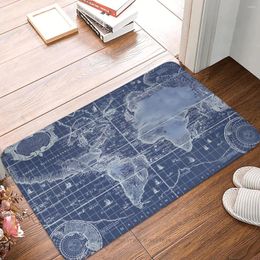 Carpets Non-Slip Doormat Vintage Blueprint Bath Bedroom Mat Outdoor Carpet Flannel Modern Decor