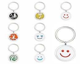 u13 Key ring Perfume Aromatherapy Essential oil Diffuser Locket Key chain Alloy 30mm Hollow Locket Key Ring with 5pads randomly3857456