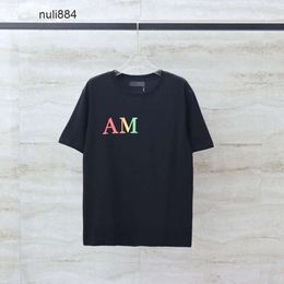 summer personality Short amar miri 2023 amari Mens T shirts Designer Clothing rainbow amirl letter Splash ink TShirt Men amis Sleeve AM Summer Tops T Shirt Male F EHFC