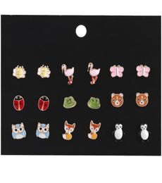 Kimter Cute Animals Hypoallergenic Stud Earrings Set Fashion Owl Ladybug Piercing Earring for Girls Women Accessories Gift Kids H39941343