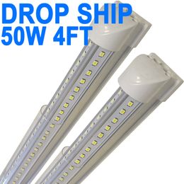 50W 5000LM 6500K, 4FT LED Shop Light, Clear Cover Linkable LED Tube Lights, V Shape Integrated T8 LED Lighting, LED Ceiling Lights for Garage Warehouse crestech