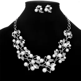 Necklace Earrings Set Fashion Sweet Chain Jewellery Hypo-allergenic Leaves-shaped Kit For Bridesmaid Wedding Masquerade D88