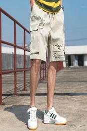 Men039s Pants Creamywhite Drawstring Men Shorts Fashion Summer Casual 2022 Daily Knee Length Short For Male MultiPocket1578832