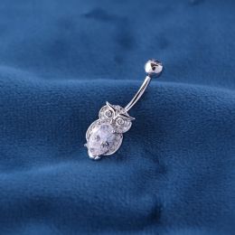 Jewelry Real 925 Sterling Silver Owl Navel Piercing Belly Button Rings Body Jewelry For Women Man Rod Long 6 8 10 MM Fine Gift