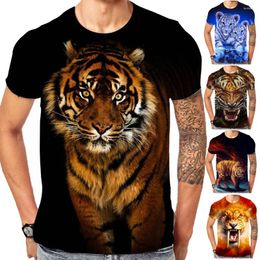 Men's T Shirts Fashion Animal Tiger 3d Printing Shirt Ladies Summer Casual Short Sleeve T-Shirt Top Clothes For Men