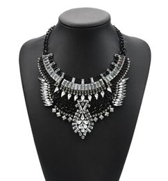Black Silver Gold Crystal Statement Necklace Vintage Indian Jewelry Choker Necklaces Bib Collar Turkish for Women Accessary 1 Pc7580200