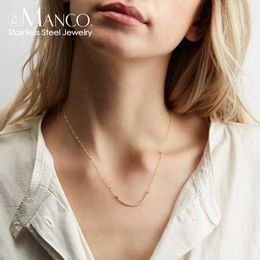 Pendant Necklaces eManco Women Statement Stainless Steel Necklace for Women Simple Thin Chain Necklace Choker Necklace Luxury Designer Jewellery 240227