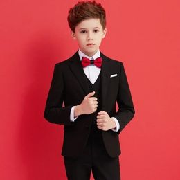 Boys Black Wedding Suit Kids Formal Blazer Clothing Set Gentleman Children Day Graduation Chorus Performance Dress Costume 240223