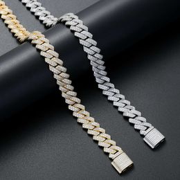 Read To Ship Sterling Sier 13Mm Wide 2 Rows Moissanite Diamond Necklace Cuban Link Hip Hop Chain For Mens