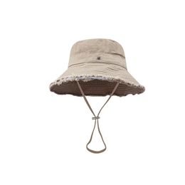 Frayed brim mens designer hats summer beach bucket hat woman le bob beach solid color casquette outdoor fashion designer cap and hat popular hj027