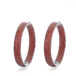 Hoop Earrings Earring For Night Bar Party Women Circle Micro Cubic Zirconia Crystal 925 Sterling Silver Jewellery 50CM Col