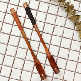 Wooden Coffee Spoon Long Teaspoon Reusable Wood Coffee Stirrer Sugar Spoon Honey Stick Mixing Accessories261m