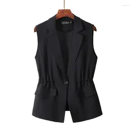 Women's Vests 2024 Summer Autumn Waistcoat Casual Short Waist Sleeveless Suit Jacket Female Blazer Tops Korean Style