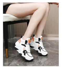 Dress Shoes 2024 Woman's Leather High Top Casual Sneakers Autumn Winter Thick Bottom Non Slip Waterproof Running