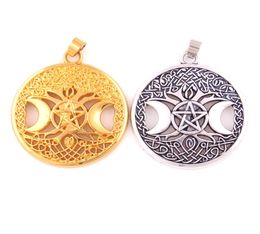 Triple Moon Goddess Wicca Pentagram Magic Amulet Pendant Women Tree Moon Pendants Vintage Jewelry5926771