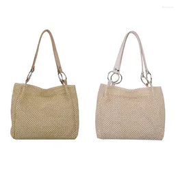 Shopping Bags 2024 Casual Straw Bag Large Capacity Handbag For COMMUTER Shoulder Handmade Tote Outdoor Summer Camping