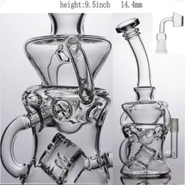 Klein Recycler Oil Rigs Glass Water bongs Hookahs Smoke glass Pipe dab Rigs With 14mm Glass banger