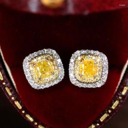 Stud Earrings CAOSHI Elegant Lady With Shiny Yellow Zirconia Luxury Engagement Ceremony Jewellery Fashion Accessories For Wedding