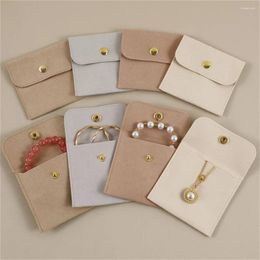 Storage Bags 5Pcs 6x6cm Velvet Bag Microfiber Pouch With Gold Snap Button Ring Earring Pendant Oil Sack Wedding Birthday Gift Favors