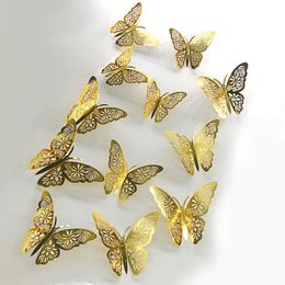 3D Hollow Butterfly Wall Sticker Decoration Butterflies Decals DIY Home Removable Mural Decoration Party Wedding Kids Room Window Decors 12 pieces