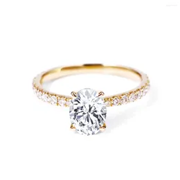 Cluster Rings Tianyu Gems 14K Yellow Gold Ring 6x8mm Oval Moissanite D VVS Diamonds Engagement Women Au585 Gemstones Wedding Jewellery