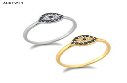 ANDYWEN 925 Sterling Silver Gold Blue Devil Eye Lucky Ring Slim Luxury ZIrcon Pave Women Fashion Fine Jewelry Gift Rock4941916