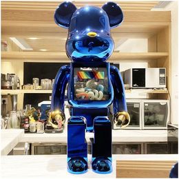 Movie Games Bearbrick 28Cmviolent Bear Building Blocks Electroplating Jsb Luminous Trend Doll Hand-Made Blind Box Ornaments Drop D Dhzs1