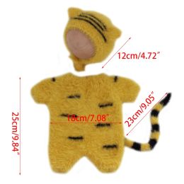 Photography C9GB Newborn Photography Tiger Shape Clothing Hat Jumpsuit Tail Kit Suit Accessory