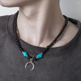 Pendant Necklaces Classic Short Collar Necklace For Women Men Matte Black Natural Stone Clavicle Charm Chain Dailylife Travel Party Jewellery