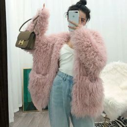 Fur Women's Autumn Winter Lambs Plush Jacket Loose Imitation Fox Fur Trench Coat Wool Coat Lazy Fan Fur Coat Flocking Cardigan Tops