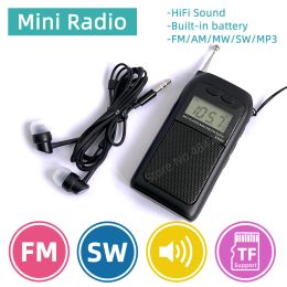 Radio Portable Radio Mini Pocket FM AM SW MW MP3 Player Stereo Digital Receiver LCD Screen High sensitivity with Loudspeaker antenna