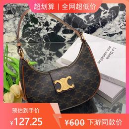 Triomphes woman Handbag designer bag crossbody Bags 2024 New Genuine Leather Triumphal Arch Old Flower Crescent Bag Half Month Shoulder Fashion Versatile Underar