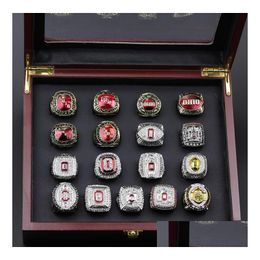 Cluster Rings 17Pcs Ohio State Buckeyes National Champion Championship Ring Set Solid Men Fan Brithday Gift Wholesale Drop Delivery Dhheb