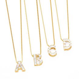 Custom Initials Bubble Letters Necklaces & Pendant For Women Single Letter Cubic Zircon Hip Hop Jewellery Choker