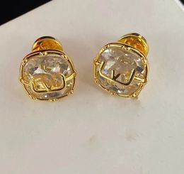 Letter Fashion Stud Earrings Women's Diamond Pink Diamond Rhinestone Earrings Wholesale