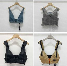 Shiny Rhinestone T Shirts Women Denim Sling Vest Sexy Cropped Top Party Tank Tops V Neck T-Shirt Bra Fashion Design866yy High Quality6567