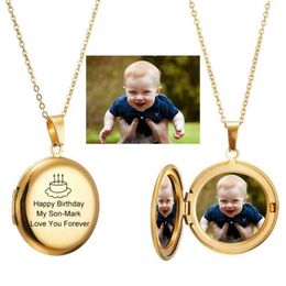 Pendant Necklaces Photo Locket Necklace Custom Name Photo Valentine Lover Gift Mother Daughter Baby Family Personalizd Chokers Necklaces Jewellery 240227